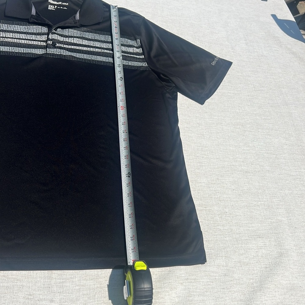 Men’s Golf Reebok Black Performance Polo‎ with Sporty Stripes - Picture 3 of 8